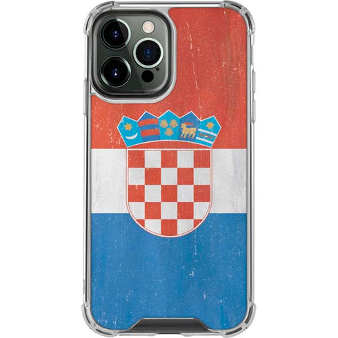 Croatia Flag Distressed iPhone 14 Pro Max Clear Case
